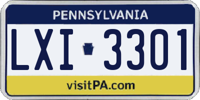 PA license plate LXI3301