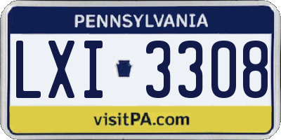 PA license plate LXI3308