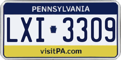 PA license plate LXI3309