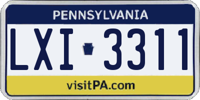 PA license plate LXI3311