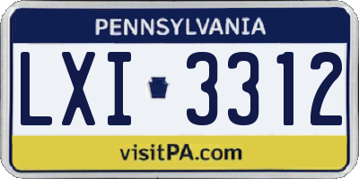 PA license plate LXI3312