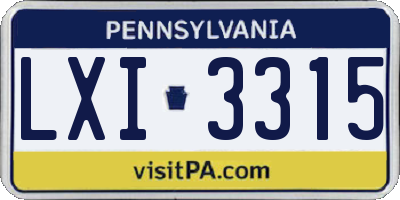 PA license plate LXI3315