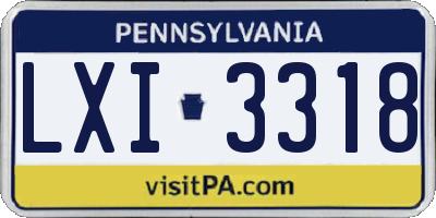 PA license plate LXI3318