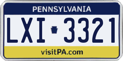 PA license plate LXI3321