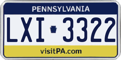 PA license plate LXI3322