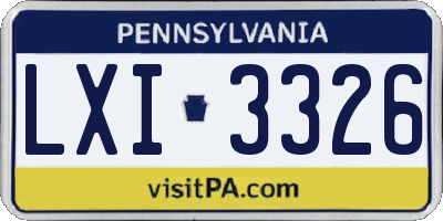 PA license plate LXI3326