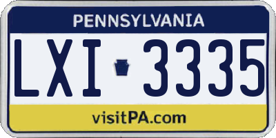 PA license plate LXI3335