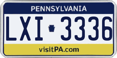 PA license plate LXI3336