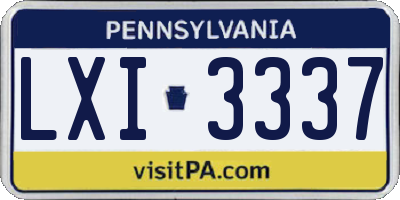 PA license plate LXI3337