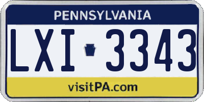 PA license plate LXI3343