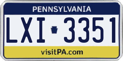 PA license plate LXI3351
