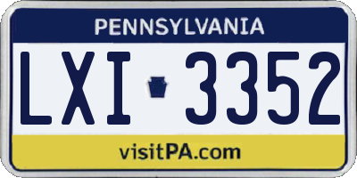 PA license plate LXI3352