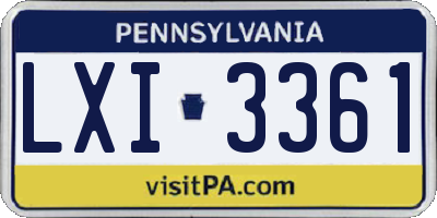 PA license plate LXI3361