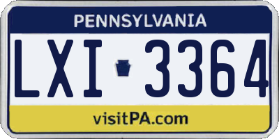 PA license plate LXI3364