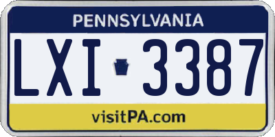 PA license plate LXI3387