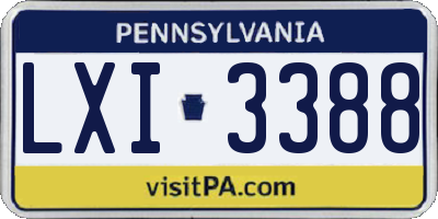 PA license plate LXI3388
