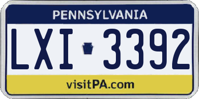 PA license plate LXI3392