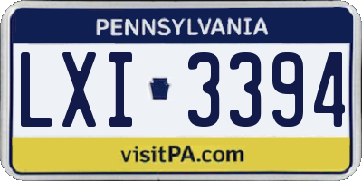 PA license plate LXI3394
