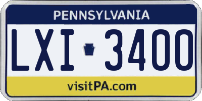 PA license plate LXI3400