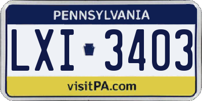 PA license plate LXI3403