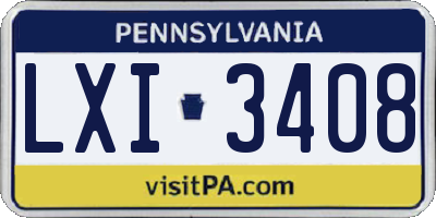 PA license plate LXI3408