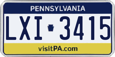 PA license plate LXI3415