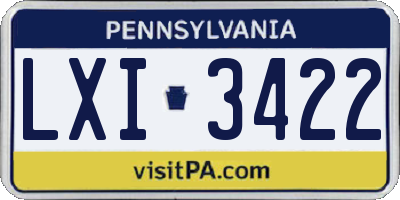 PA license plate LXI3422