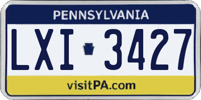 PA license plate LXI3427