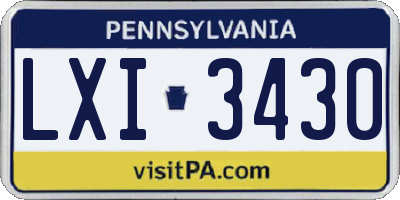 PA license plate LXI3430