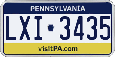 PA license plate LXI3435