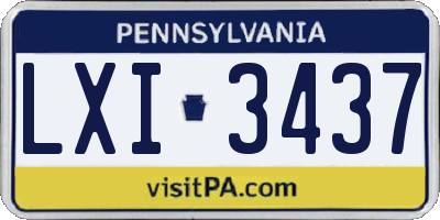 PA license plate LXI3437