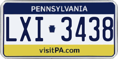 PA license plate LXI3438