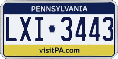 PA license plate LXI3443