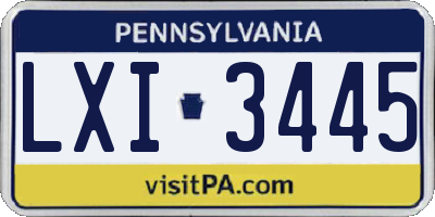PA license plate LXI3445