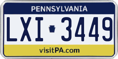 PA license plate LXI3449