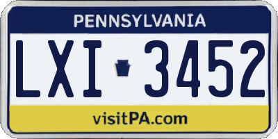 PA license plate LXI3452
