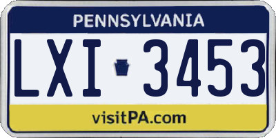 PA license plate LXI3453