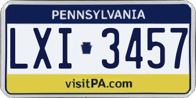 PA license plate LXI3457
