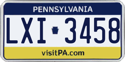 PA license plate LXI3458