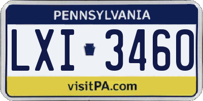 PA license plate LXI3460