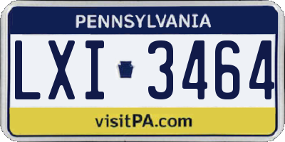 PA license plate LXI3464