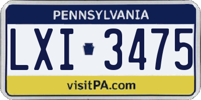 PA license plate LXI3475