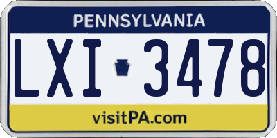 PA license plate LXI3478