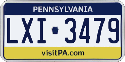 PA license plate LXI3479