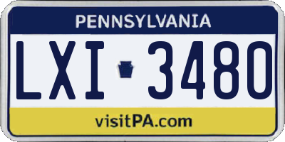 PA license plate LXI3480