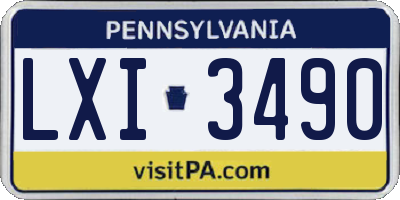 PA license plate LXI3490