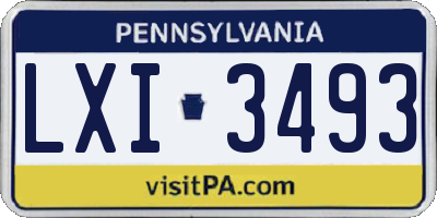 PA license plate LXI3493