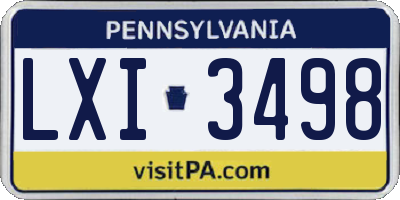PA license plate LXI3498