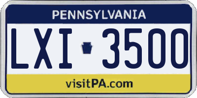 PA license plate LXI3500