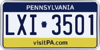 PA license plate LXI3501